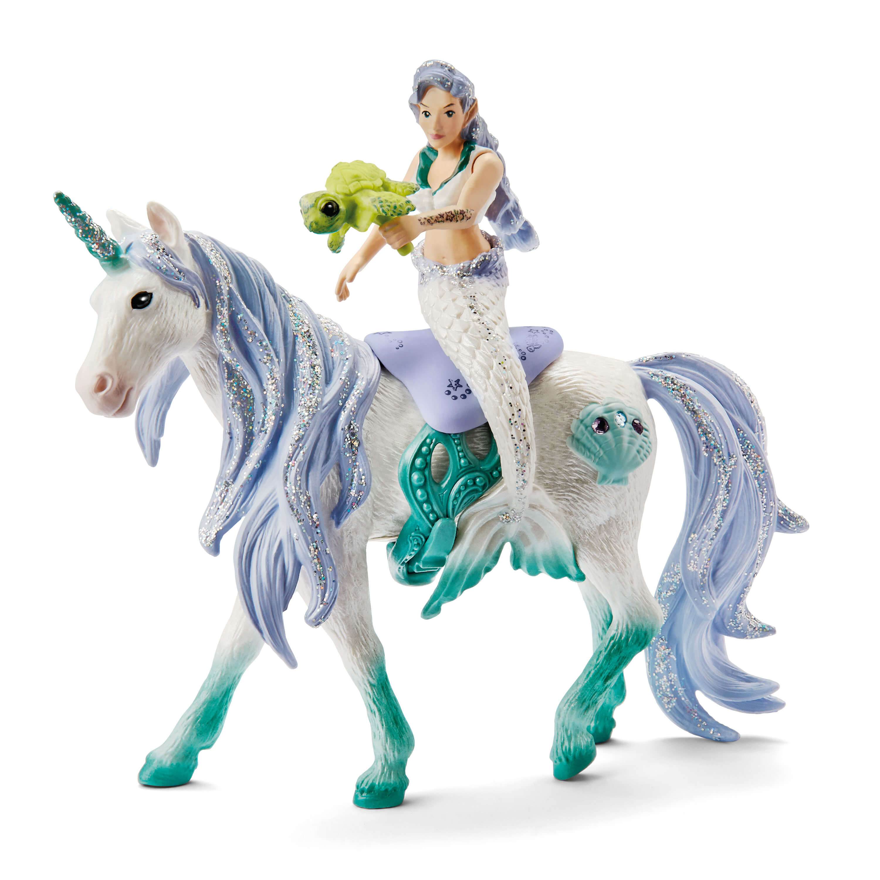 Mermaid riding on sea unicorn